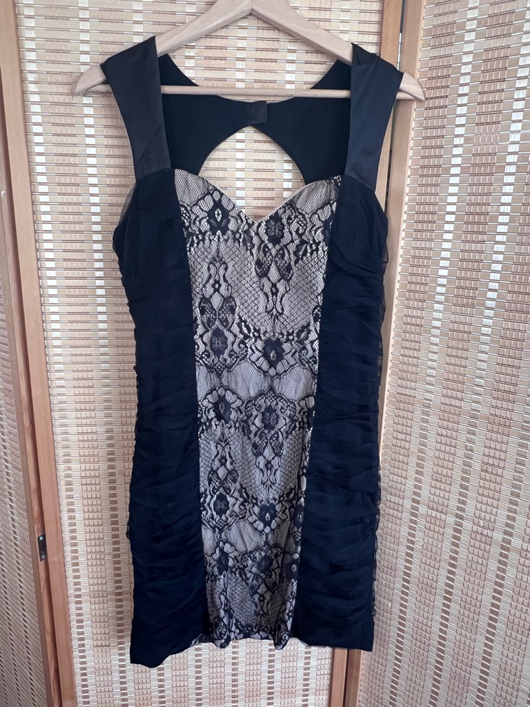 Hailey Logan By Adrianna Papell Black Lace-Panel Mini Dress